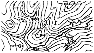 Рельефа местности при помощи горизонталей