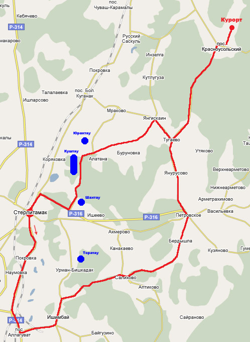 Карта Стерлитамак-Красноусольский