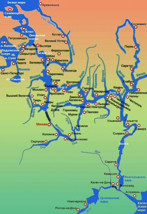 Карта водных путей (реки России)