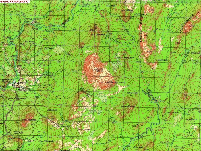 Карта гора Ямантау