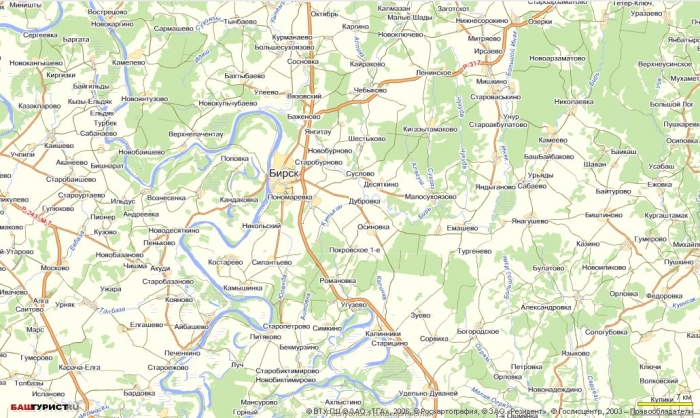 Бирский район на карте