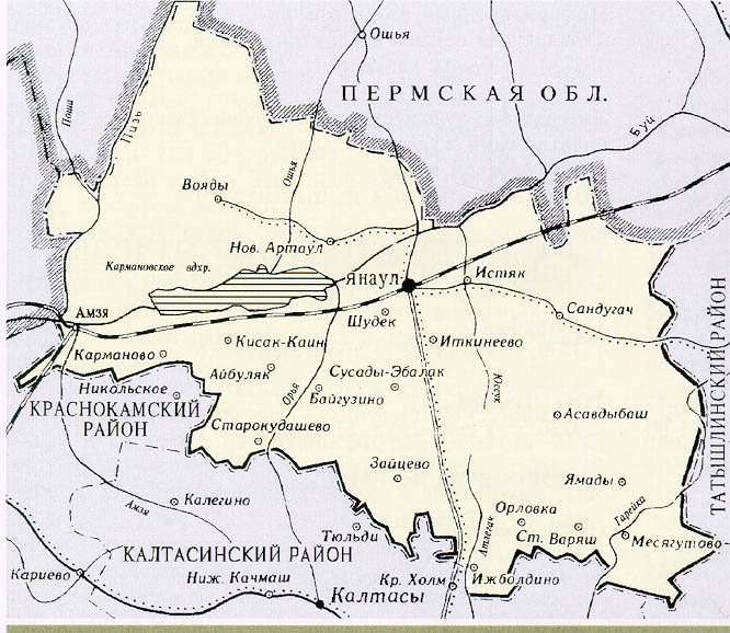 Янаульский район карта
