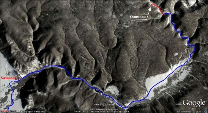 Расположение пещеры Олимпия. Хазиново