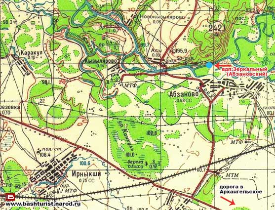 Абзановский водопад на карте, расположение