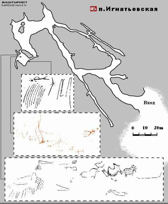 Игнатьевская (Игнатовская) пещера схема план