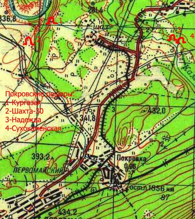 Покровские пещеры расположение на карте. Кургазак, Шахта-30, Надежда, Сухокаменная
