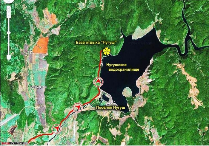 База отдыха Нугуш на карте расположение