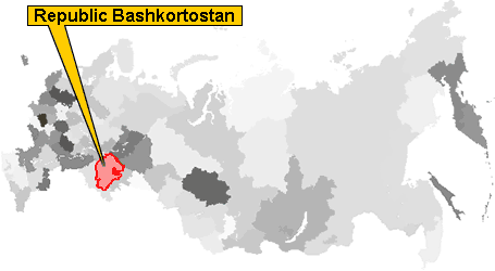 Башкортостан на карте России